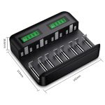 LCD Universal Battery Charger 8 Bay AA AAA C D Battery Charger for Rechargeable Batteries Ni-MH AA AAA C D Batteries with 2A USB Port, Type C Input, Fast AA AAA Battery Charger - Image 4