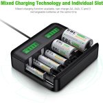 LCD Universal Battery Charger 8 Bay AA AAA C D Battery Charger for Rechargeable Batteries Ni-MH AA AAA C D Batteries with 2A USB Port, Type C Input, Fast AA AAA Battery Charger - Image 7