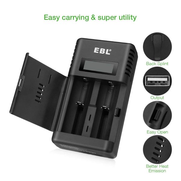 EBL®Smart Battery Charger 3.7V 26650 18650 16340(RCR123A) 14500 Rechargeable Batteries LED Flashlight Emergency Light Power bank - Image 2