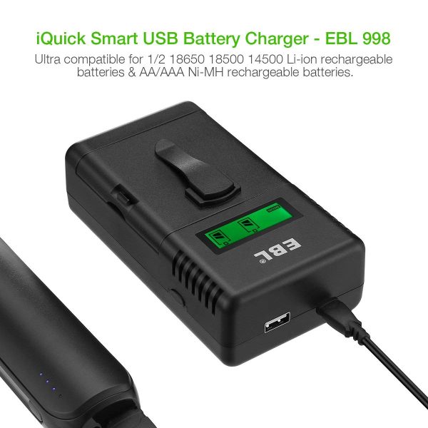 EBL®Smart Battery Charger 3.7V 26650 18650 16340(RCR123A) 14500 Rechargeable Batteries LED Flashlight Emergency Light Power bank - Image 4