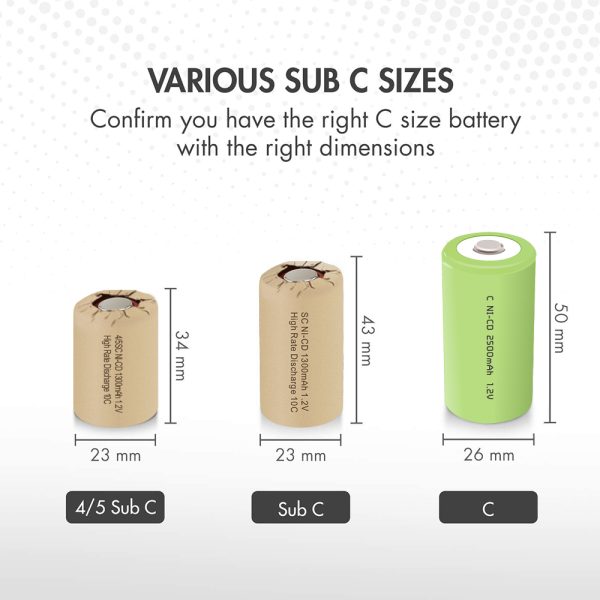 QanYUloong®SC 2000mAh Rechargeable Battery 1.2 V Sub C NI-CD Cell With Welding Tabs for Electric Drill Screwdriver DIY Battery - Image 3