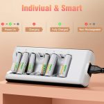 8-Bay Individual Batteries Charger for AA AAA NiMH NiCD Rechargeable Batteries with AC Plug Cable - Image 3