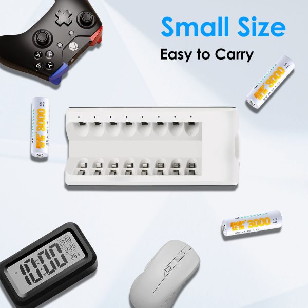 8-Bay Individual Batteries Charger for AA AAA NiMH NiCD Rechargeable Batteries with AC Plug Cable - Image 7