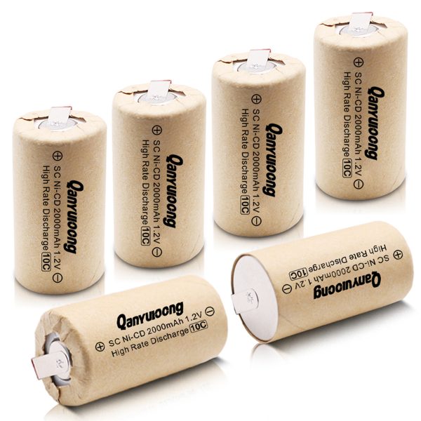 QanYUloong®SC 2000mAh Rechargeable Battery 1.2 V Sub C NI-CD Cell With Welding Tabs for Electric Drill Screwdriver DIY Battery - Image 7