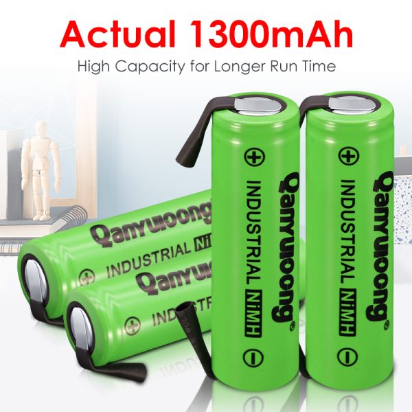 QanYUloong® 1.2V AA rechargeable battery 1300mAh NI-MH Cell with Welding Tabs for Philips electric shaver razor toothbrush - Image 5