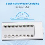 8-Bay Individual Batteries Charger for AA AAA NiMH NiCD Rechargeable Batteries with AC Plug Cable - Image 6