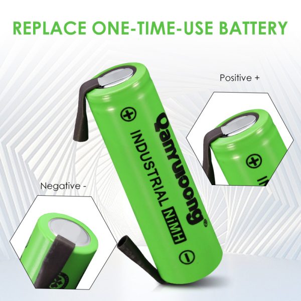 QanYUloong® 1.2V AA rechargeable battery 1300mAh NI-MH Cell with Welding Tabs for Philips electric shaver razor toothbrush - Image 6
