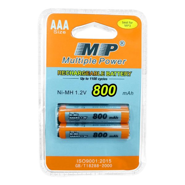 MP®100% Original Rechargeable AAA Batteries (2-Blister) Ready To Charge 800mAh Ni-MH Battery