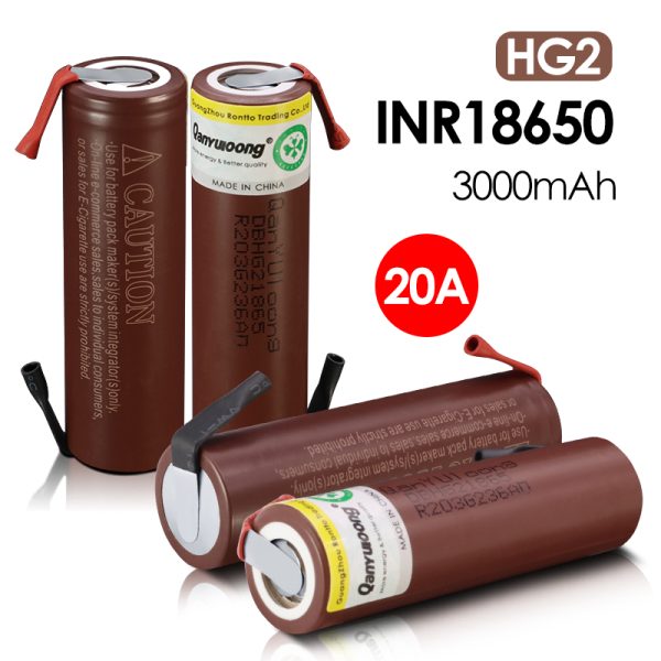 QanYUloong®3.7V 18650 Lithium Battery HG2 3000mAh 20A Discharge Rechargeable battery +DIY Nickel For 18V Tool Battery