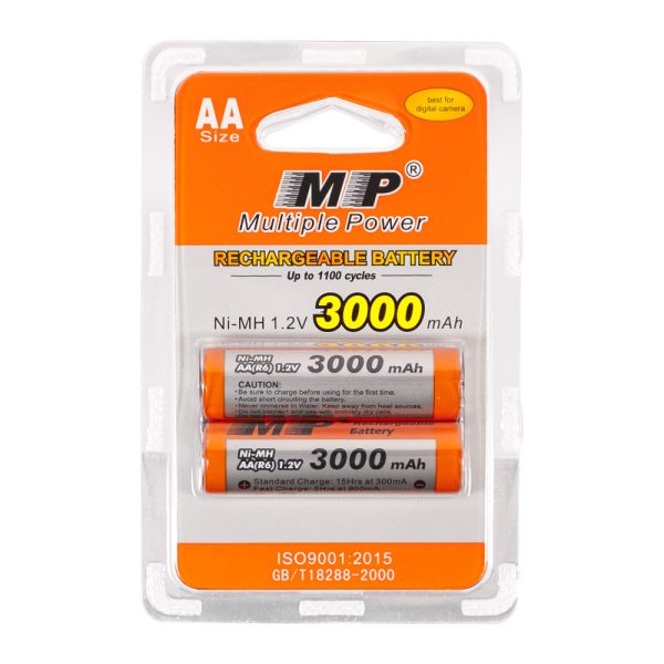 MP®1.2V Ni-MH AA 3000mAh Rechargeable Battery for Solar Lights,Remote Controller, Electric Toys