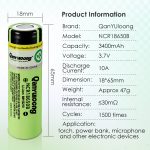QanYUloong®100% New Original NCR18650B 3.7V 3400mAh 18650 Lithium Rechargeable Battery For Flashlight Batteries Power Bank - Image 4