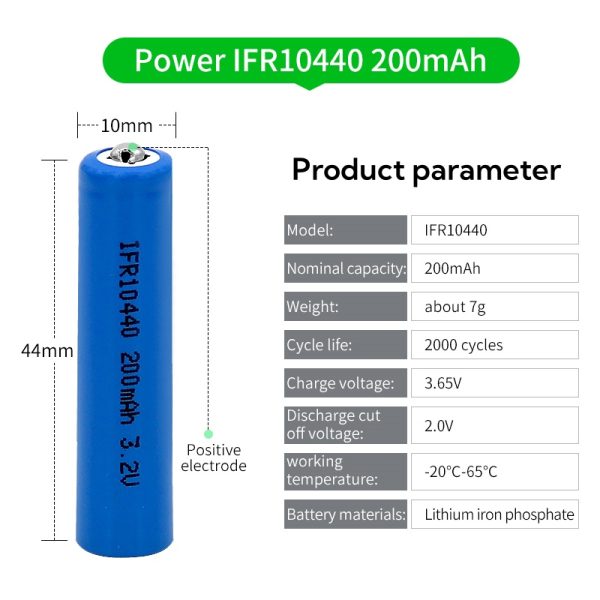 IFR10440 200mAh AAA LiFePO4 Rechargeable Battery 3.2V for Microphone Headlamp Flashlight Radio Small Fan Recorder - Image 7