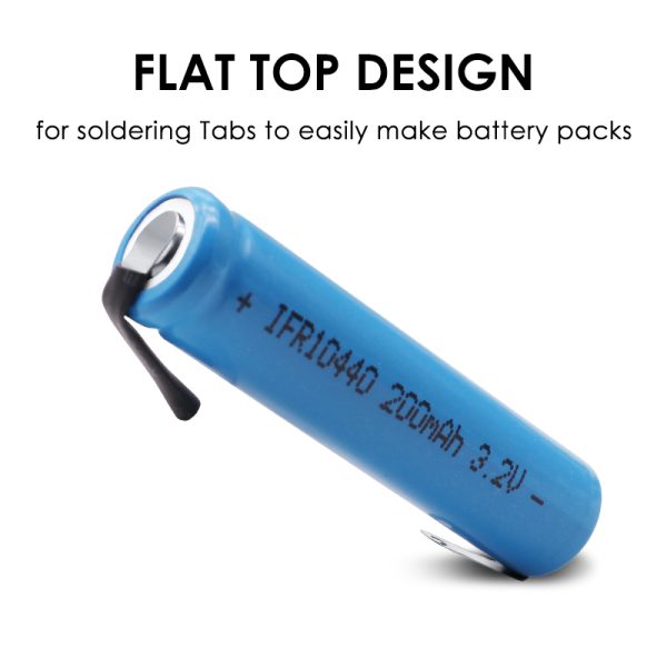 3.2V IFR10440 AAA 200mAh LiFePO4 Rechargeable Battery With DIY Nickel Tabs - Image 4