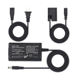 ACK-E6 DR-E6 DC Coupler LP-E6 LP-E6N Dummy Battery AC Power Adapter Kit for Canon EOS R R5 R6 R7,80D 70D 60D 90D,5D Mark II III
